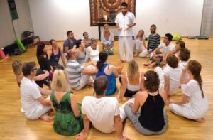 Meditation retreat - student's preparing for a yoga ritual